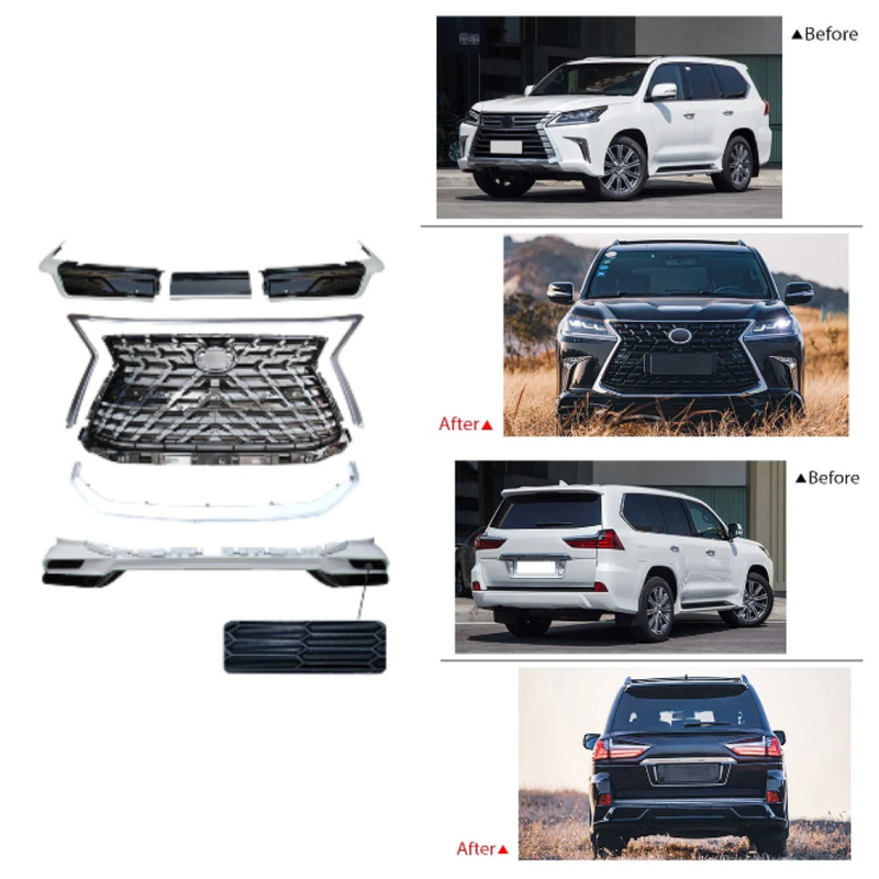 Car Craft Compatible With Toyota Lexus Lx570 2016-2021 Upgrade Facelift Convert To Lx570 2021 Style Bodytkit Front Rear Lip Skirt Splitter Grill F128