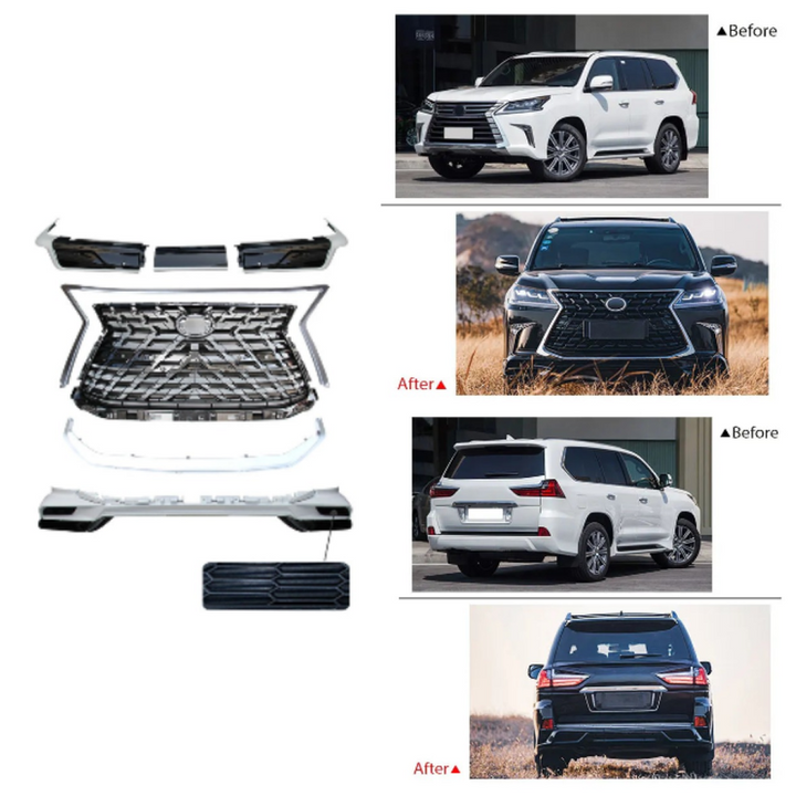 Car Craft Compatible With Toyota Lexus Lx570 2016-2021 Upgrade Facelift Convert To Lx570 2021 Style Bodytkit Front Rear Lip Skirt Splitter Grill F128