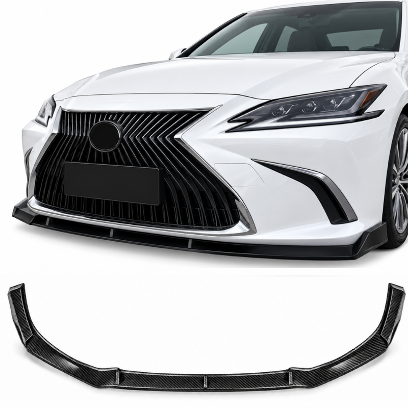 Car Craft Compatible With Lexus Es 2018-2022 Front Bumper Lip Skirt Trim Carbon Fiber Look