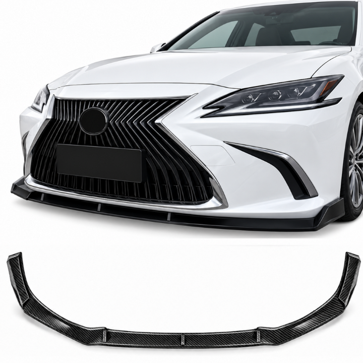 Car Craft Compatible With Lexus Es 2018-2022 Front Bumper Lip Skirt Trim Carbon Fiber Look