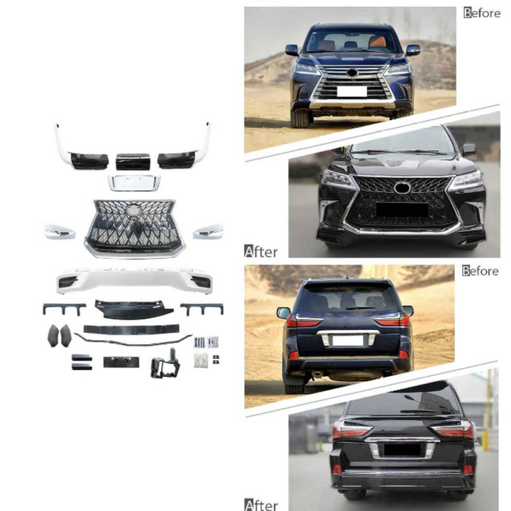 Car Craft Compatible With Toyota Lexus Lx570 2016-2021 Upgrade Facelift Convert To Lx570 Trd Sport Style Bodytkit Front Rear Lip Skirt Splitter Grill Mirror Cover F069