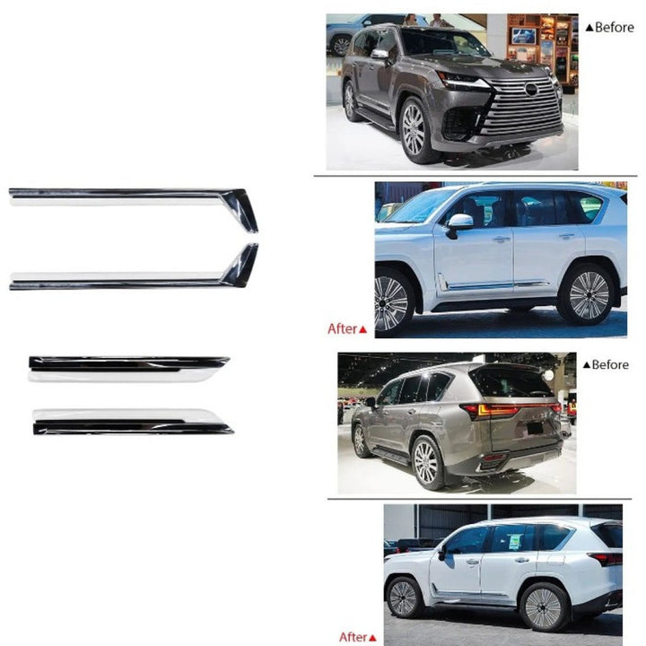 Car Craft Compatible With Toyota Lexus Lx600 2022+ Side Door Moulding Cladding Trim Abs 4-piece Replacement Kit With Uv Corrosion Resistance F166