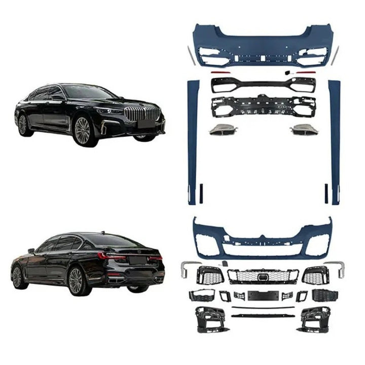 Car Craft Compatible With Bmw 7 Series G12 2019-2022 Front Rear Bumper Upgrade Convert To M Sport M7 M760 Style Bodykit Body Kit Bumper Side Skirt Rear After Lip Diffuser Exhasut Pipe Tips Gc G11 12 016