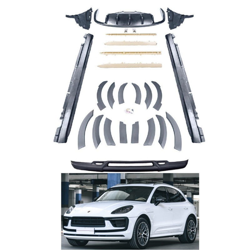 Car Craft Compatible With Porsche Macan 95b 95b.2 For 2018-2021 Upgrade Convert Bodykit Body Kit Front Rear Lip Bumper Skirt Trim Splitter Diffuser Exhaust Tip Pipe Tkt Style
