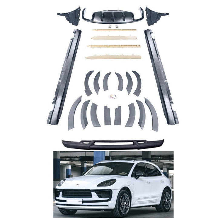 Car Craft Compatible With Porsche Macan 95b 95b.2 For 2018-2021 Upgrade Convert Bodykit Body Kit Front Rear Lip Bumper Skirt Trim Splitter Diffuser Exhaust Tip Pipe Tkt Style