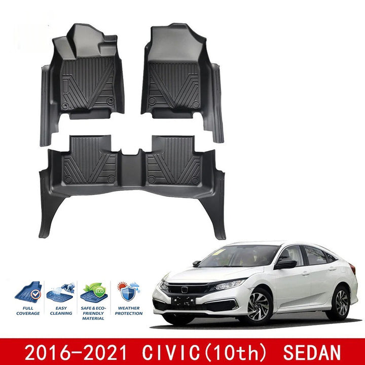 Car Craft Compatible With Honda Civic 2016-2021 Car Floor Foot Mats Mat Rubber Eco-friendly All Weather 5d Tpe Rhd Carpet Waterproof Anti-slip Full Set 5w-103/43