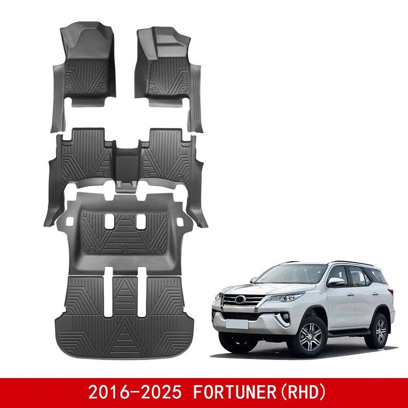 Car Craft Compatible With Toyota Fortuner 2016-2025 Car Floor Foot Mats Mat Rubber Eco-friendly All Weather 5d Tpe Rhd Carpet Waterproof Anti-slip Full Set 5w-101