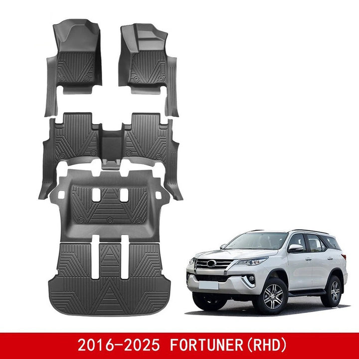 Car Craft Compatible With Toyota Fortuner 2016-2025 Car Floor Foot Mats Mat Rubber Eco-friendly All Weather 5d Tpe Rhd Carpet Waterproof Anti-slip Full Set 5w-101