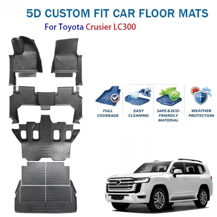 Car Craft Compatible With Toyota Land Cruiser Lc300 Lc 300 2021-2026 Car Floor Foot Mats Mat Rubber Eco-friendly All Weather 5d Tpe Rhd Carpet Waterproof Anti-slip Full Set 5w-089/040