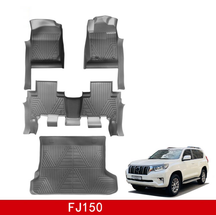 Car Craft Compatible With Toyota Land Cruiser Prado Fj150 2010-2018 Car Floor Foot Mats Mat Rubber Eco-friendly All Weather 5d Tpe Rhd Carpet Waterproof Anti-slip Full Set Bk-015
