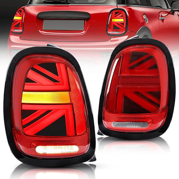 Car Craft Compatible With Mini Cooper F55 2015-2019 Cooper S F56 2015-2019 Cooper S Convertible F57 2015-2019 F Series Led Tail Light Tail Lamp Light 2007-2016 Dynamic Signal Taillight Drl Brake Reverse Union Jack Red