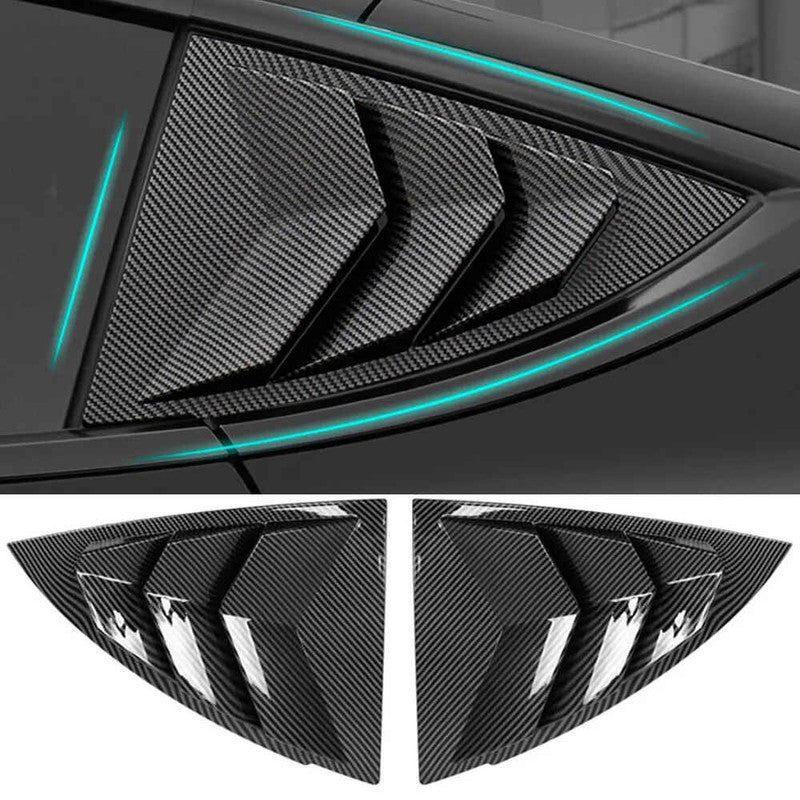 Car Craft Compatible With Tesla Model 3 Model Y 2017-2026 Car Rear Window Shutter Cover Louver Side Vent Trim Triangle Carbon Fiber Look