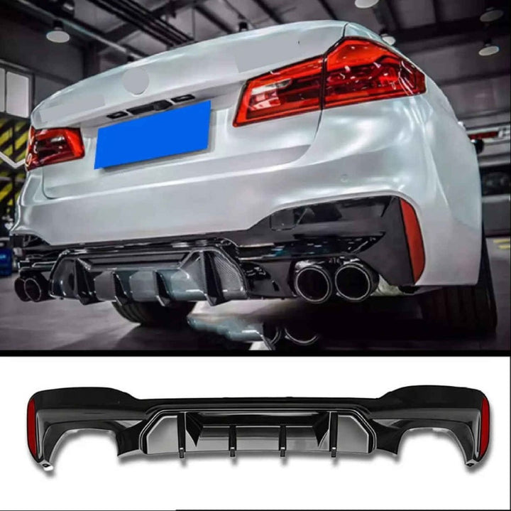 Car Craft Compatible With Bmw 5 Series Lci G30 G38 F90 2021-2023 M Sport M5 Rear Bumper Lip Diffuser Skirt 4 Line G30/38-055/056 Cf Carbon Fiber Look