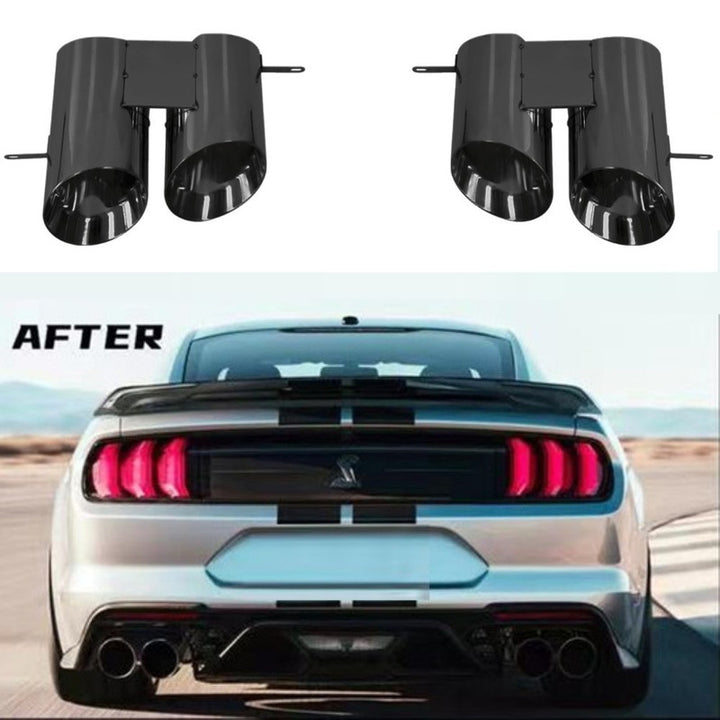 Car Craft Compatible With Ford Mustang 2015-2017 Upgrade Facelift Convert To Gt500 Bodykit Rear Bumper Exhaust Pipe Tip Glossy Black Gc Must-022