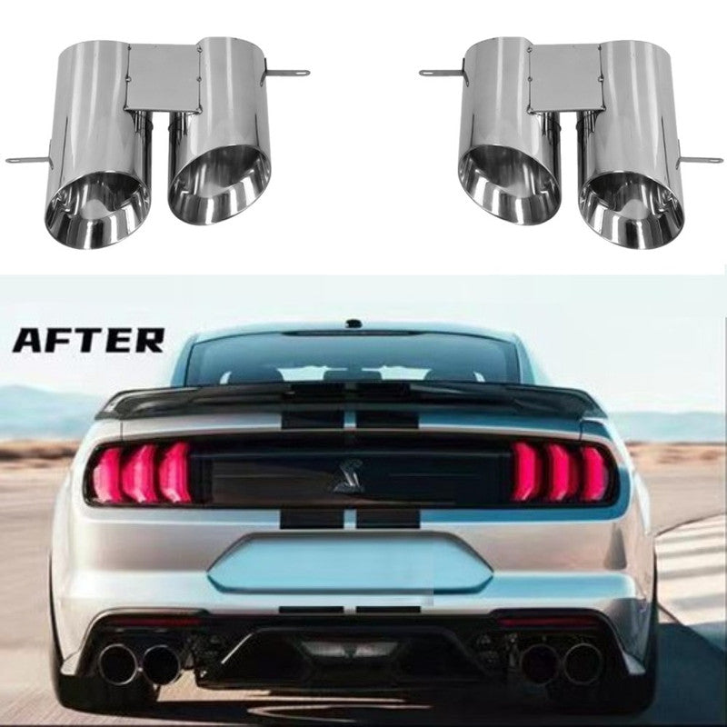 Car Craft Compatible With Ford Mustang 2015-2017 Upgrade Facelift Convert To Gt500 Bodykit Rear Bumper Exhaust Pipe Tip Silvery Gc Must-023
