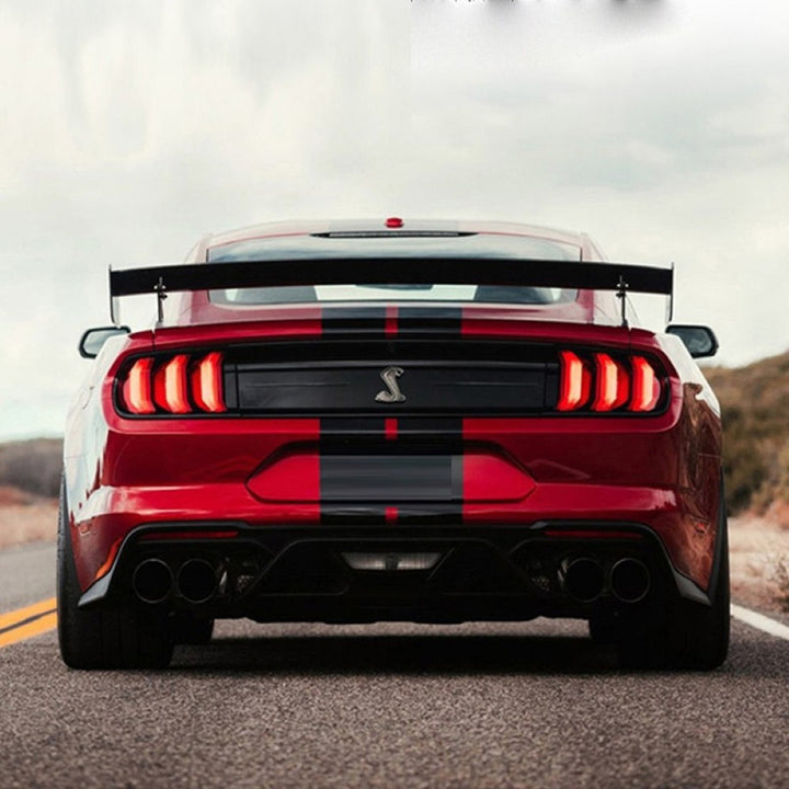Car Craft Compatible With Ford Mustang 2015-2023 Rear Trunk Wing Boot Lip Skirts Spoiler Gt500 Style 2 Matt Black Gc Must-038