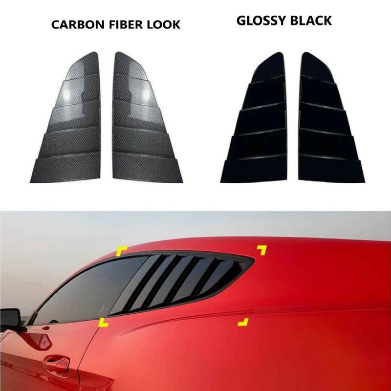 Car Craft Compatible With Ford Mustang 2015-2023 Car Rear Window Louvers Sticker Triangle Window Shade Shutter Side Vent Spoiler Zst-1142 Gb Glossy Black - CAR CRAFT INDIA