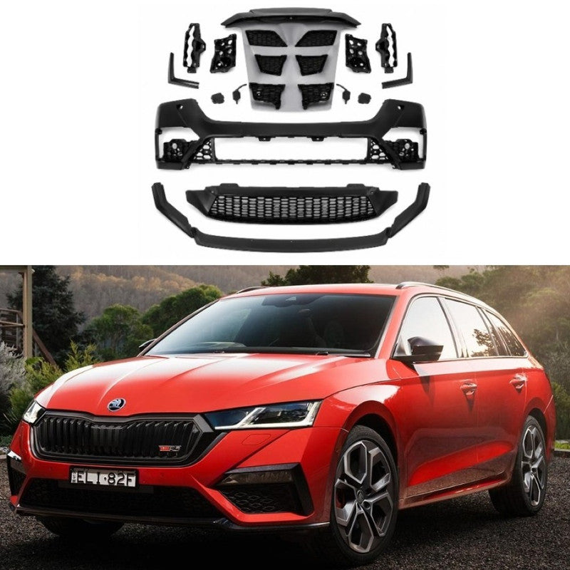 Car Craft Compatible With Skoda Octavia 2020-2024 Mk4 Vrs Sport Facelift Convert Bodykit Bumper Splitter Skirt Drl