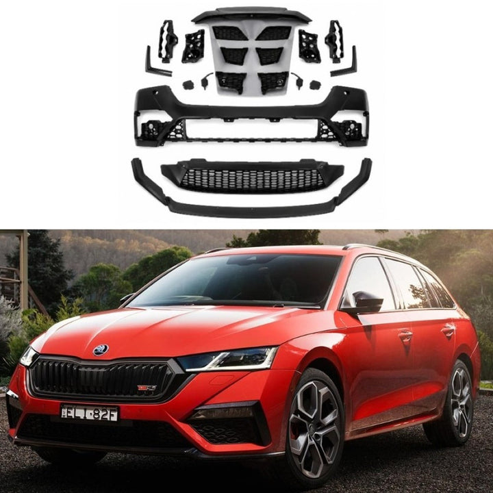 Car Craft Compatible With Skoda Octavia 2020-2024 Mk4 Vrs Sport Facelift Convert Bodykit Bumper Splitter Skirt Drl