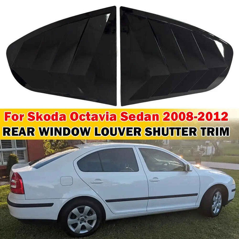 Car Craft Compatible With Skoda Octavia Laura 2008-2012 Car Rear Window Shutter Cover Louver Side Vent Trim Triangle Glossy Black