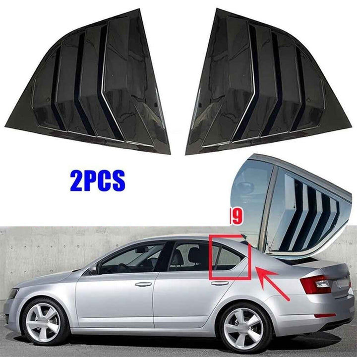 Car Craft Compatible With Skoda Octavia Mk3 2013-2020 Car Rear Window Shutter Cover Louver Side Vent Trim Triangle Glossy Black