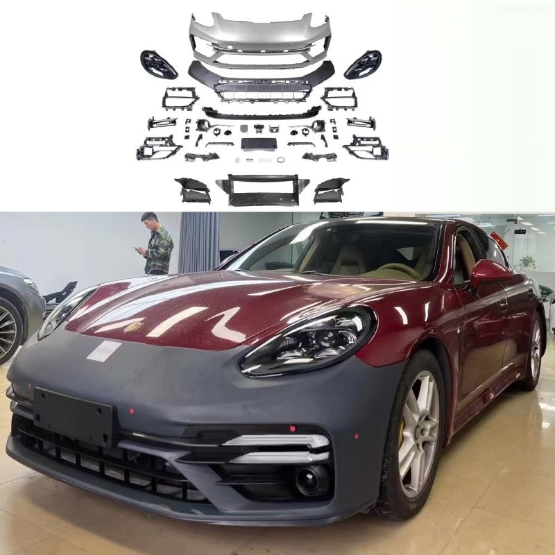 Car Craft Compatible With Porsche Panamera 970 2009-2016 970.1 970.2 Upgrade Facelift Convert To 2017 Turbo 7 Style Modified Bumper Headlights Bodykit Front