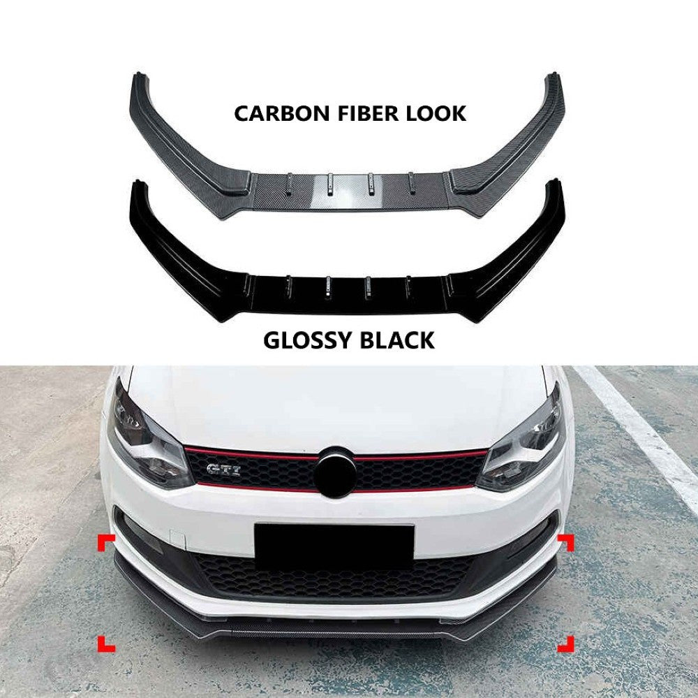 Car Craft Compatible With Vw Volkswagen Polo Jetta 2010-2014 Front Bumper Lip Splitter Skirts Zst-1109 Gb Glossy Black - CAR CRAFT INDIA