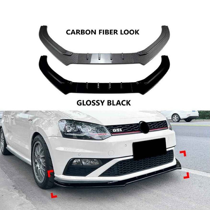 Car Craft Compatible With Vw Volkswagen Polo Jetta 2015-2024 Front Bumper Lip Splitter Skirts Zst-1110 Gb Glossy Black - CAR CRAFT INDIA