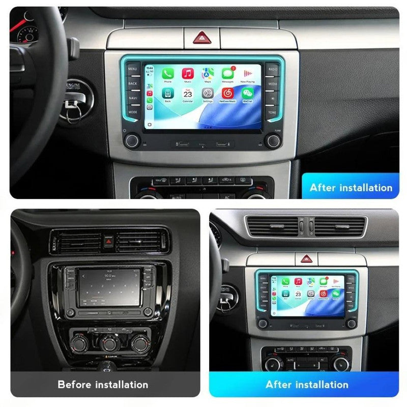 Car Craft Compatible With Vw Volkswagen Skoda Polo Jetta Passat Ameo Tiguan Toureg Fabia Rapid Vento Octavia Superb Digital Android Multimedia Infotainment Touchscreen Dvd Player Carplay Android Auto 8 Coire 4gb +64gb Ambient Light With Camera 7 Inch