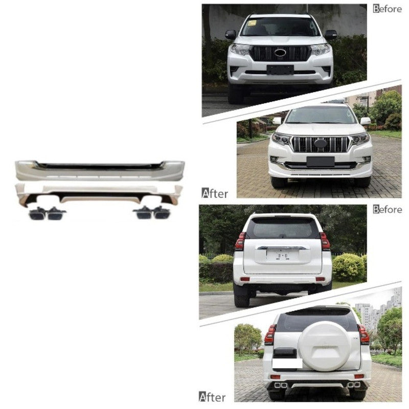 Car Craft Compatible With Toyota Land Cruiser Prado Fj150 2018 Upgrade Facelift Convert To 2019 Modellista Bodykit Front Rear Bumper Lip Side Trim Grill Skirt Splitter Trim Exhasut Pipe Tip F103