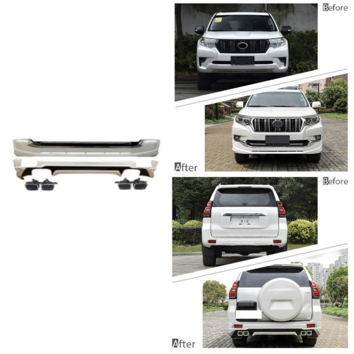 Car Craft Compatible With Toyota Land Cruiser Prado Fj150 2018 Upgrade Facelift Convert To 2019 Modellista Bodykit Front Rear Bumper Lip Side Trim Grill Skirt Splitter Trim Exhasut Pipe Tip F103