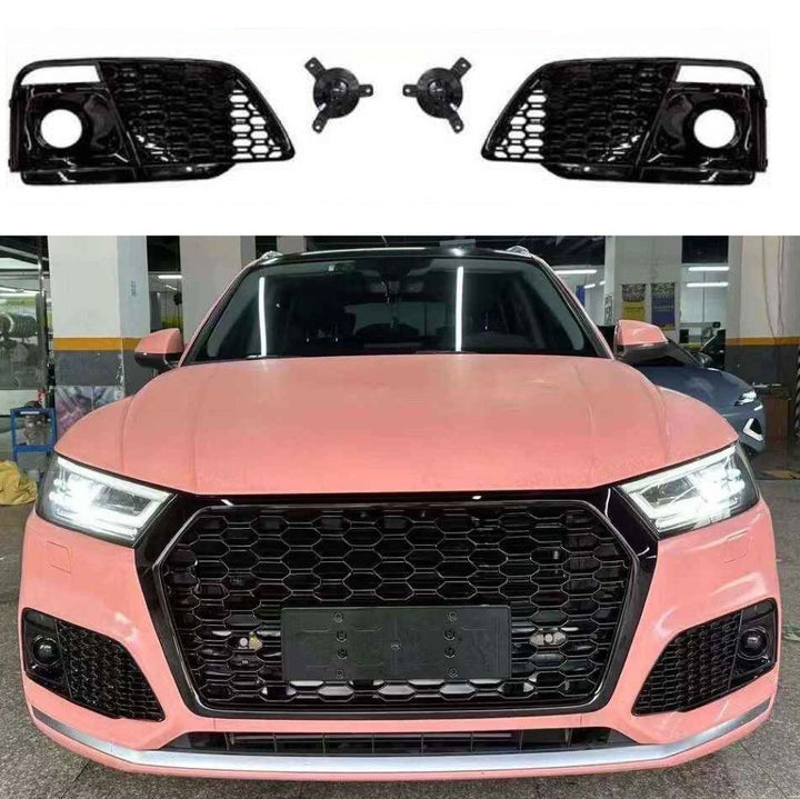 Car Craft Compatible With Audi Q5 B9 2018-2020 Upgraded Rsq5 Sq5 Front Bumper Fog Lamp Light Grill With Cover With Acc Light Q5-022 Gc