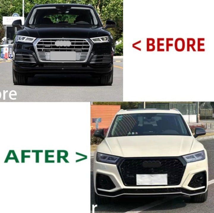 Car Craft Compatible With Audi Q5 B9 2018-2020 Upgraded Facelift Convert To Rsq5 Sq5 Sport Bodykit Bumper Lip Fog Lamp Light Grill With Acc Cover Skirt Trim Q5-004 Gc
