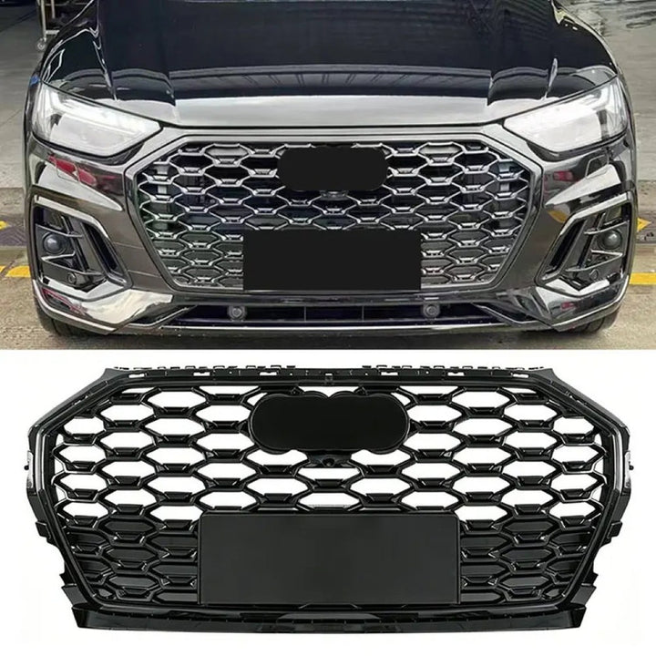 Car Craft Compatible With Audi Q5 2021-2025 Upgraded Front Bumper Show Grill Rsq5 Rs Sport Honeycomb Style Q5-008 Gc Black Honeycomb Style