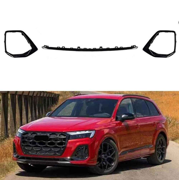 Car Craft Compatible With Audi Q7 2024+ Rsq7 Sq7 Front Fog Gril Trim Skirt Black Kit Q7-010 Gc