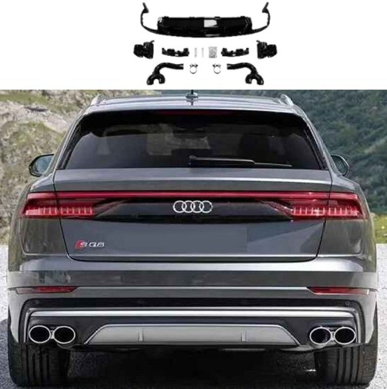 Car Craft Compatible With Audi Q8 2019-2023 Rsq8 Rear After Bumper Lip Splitter Skirst Diffuser Exhaust Tip Pipe Black Q8-008 Gc - CAR CRAFT INDIA