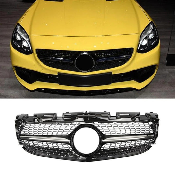 Car Craft Compatible With Mercedes Benz Slc Slk Class R172 W172 2016-2020 Front Amg Bumper Show Grill Diamond Silver CC-9676