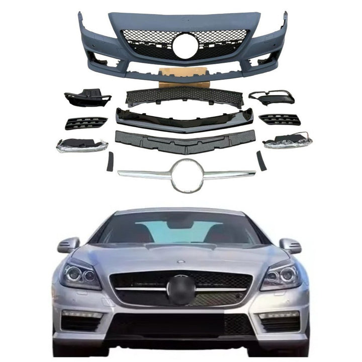 Car Craft Compatible With Mercedes Benz Slk R172 2011-2015 Upgrade Facelift Convert To Slk63 Amg Bodykit Front Bumper Grill Skirt Splitter Trim