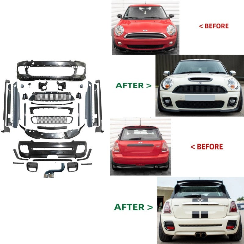 Car Craft Compatible With Bmw Mini Cooper R55 R56 R57 R58 R59 2007-2013 Upgrade Convert To Jcw Bodykit Front Rear Bumper Side Skirts Splitter Lip Grill Exhaust Pipe Tips Kt-mini-009-1 Kt-009-5 - CAR CRAFT INDIA