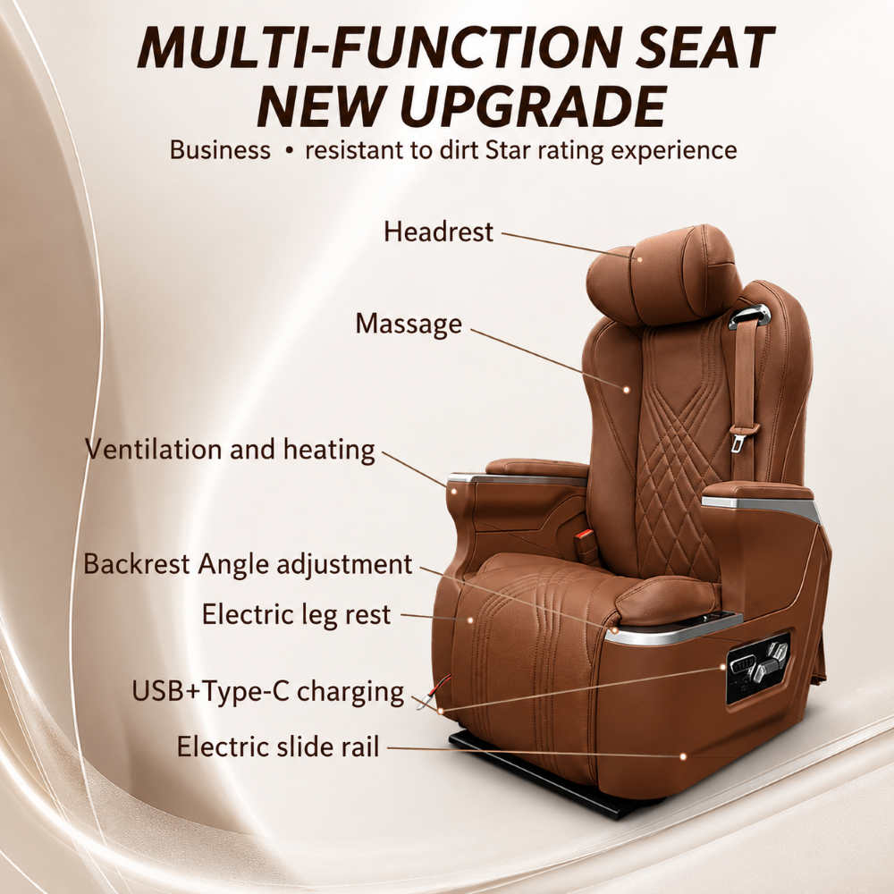 Car Craft Compatible With Innova Hycross Fortuner V Class Captain Electric Recliner Seat Chair Massaging Headrest Ventilation Heating Usb Type C Backrest Leg Support Adjustment All Suv Brown