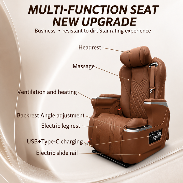 Car Craft Compatible With Innova Hycross Fortuner V Class Captain Electric Recliner Seat Chair Massaging Headrest Ventilation Heating Usb Type C Backrest Leg Support Adjustment All Suv Brown