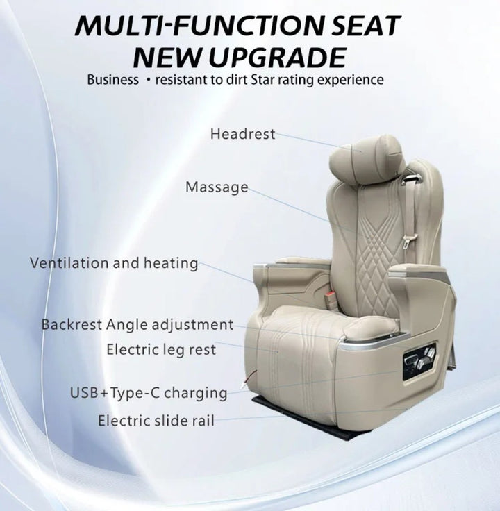 Car Craft Compatible With Innova Hycross Fortuner V Class Captain Electric Recliner Seat Chair Massaging Headrest Ventilation Heating Usb Type C Backrest Leg Support Adjustment All Suv Creamy