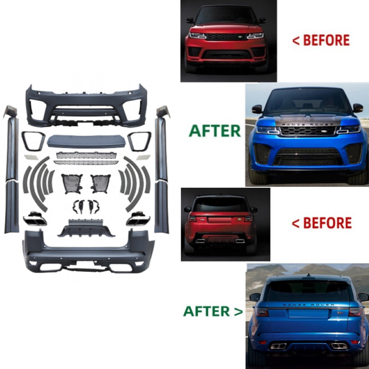 Car Craft Compatible With Land Range Rover Rr Sport 2018-2020 Upgrade To 2021+ Svr Bodykit Bumper Grill Side Skirts Splitter Diffuser Exhaust Tip Pipe