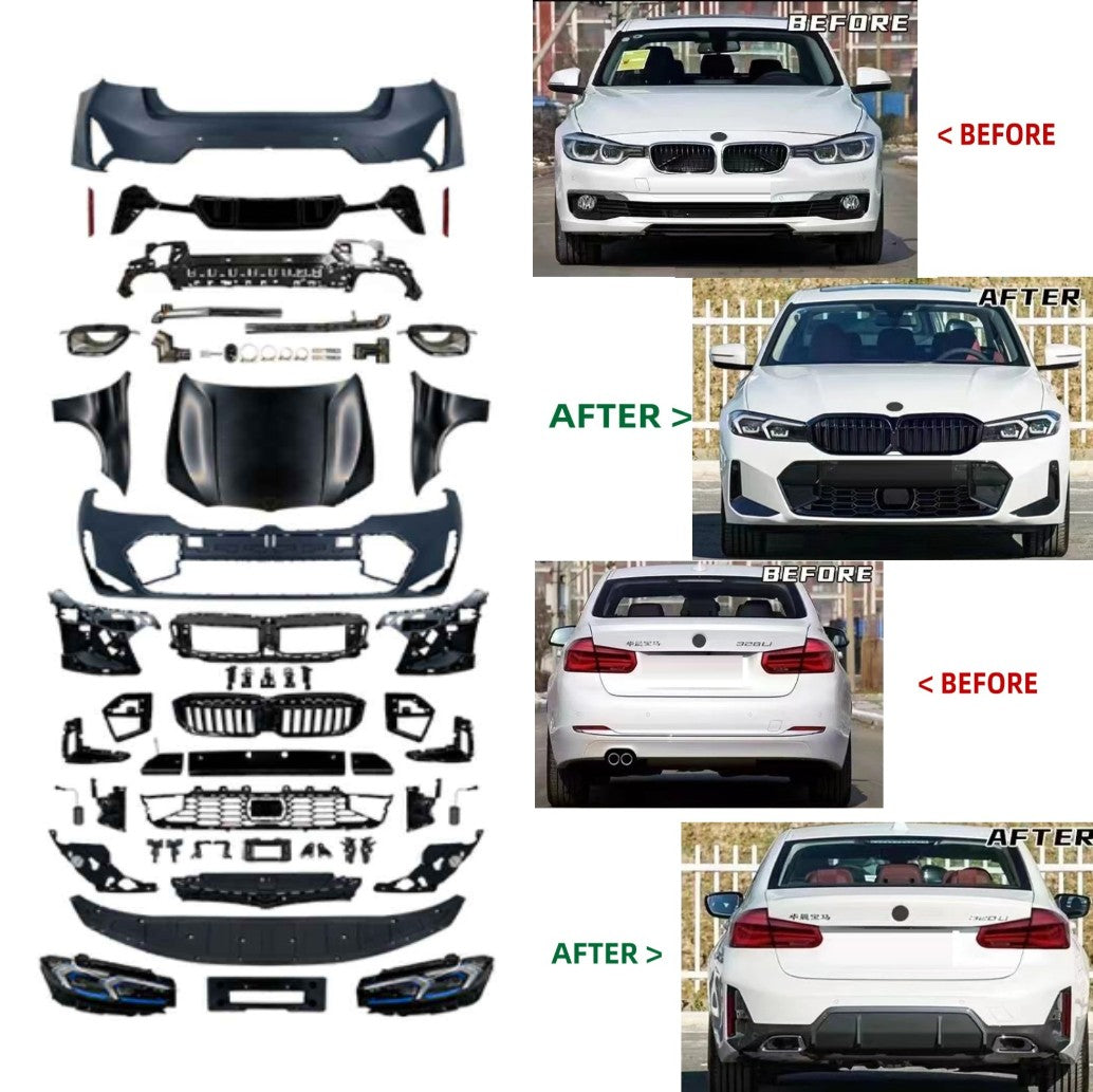 Car Craft Compatible With Bmw 3 Series F30 2012-2018 To G20 Lci M Sports Mt Mtech Upgrade Facelift Conversion Hood Fender Bodykit Bumper Headlight Helogen CC-6332 - CAR CRAFT INDIA