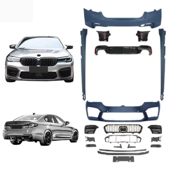 Car Craft Compatible With Bmw 5 Series G30 G38 F90 2018-2020 Upgrade Facelift Convert To 2021-2023 M5 M Sport Pre Lci To Lci Front Rear Bumper Bodykit Assembly Side Skirt Splitter Diffuser Lip Front Lip Set G30-034 G30/38-024/025