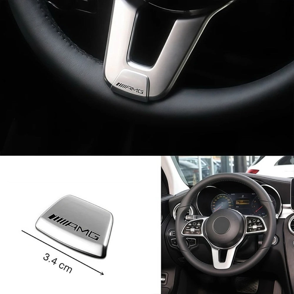 Car Craft Compatible With Mercedes A B C E S Class Ml Gl Gle Gls Cla Gla Glc Slk Grill Letter Logo Badge Emblem Sticker Steering Wheel Trim Cover Badge Sticker 3.4 Cm