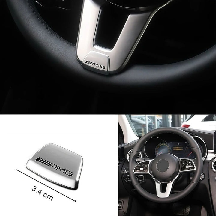 Car Craft Compatible With Mercedes A B C E S Class Ml Gl Gle Gls Cla Gla Glc Slk Grill Letter Logo Badge Emblem Sticker Steering Wheel Trim Cover Badge Sticker 3.4 Cm