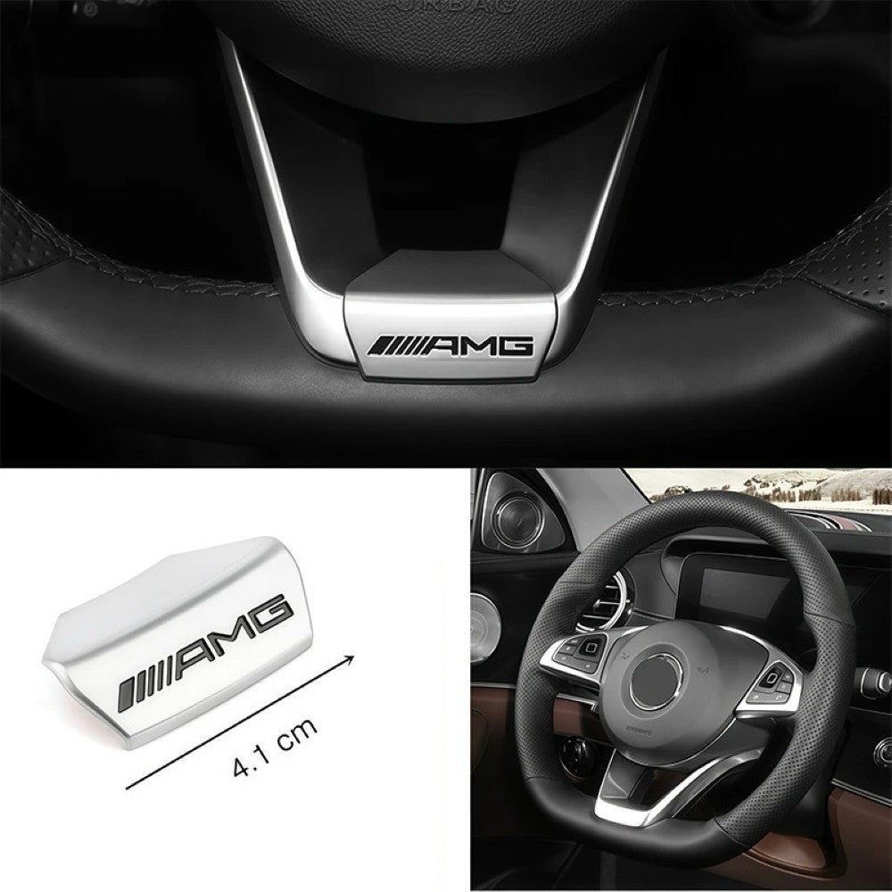 Car Craft Compatible With Mercedes A B C E S Class Ml Gl Gle Gls Cla Gla Glc Slk Grill Letter Logo Badge Emblem Sticker Steering Wheel Trim Cover Badge Sticker 4.1 Cm