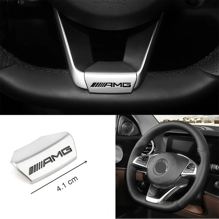 Car Craft Compatible With Mercedes A B C E S Class Ml Gl Gle Gls Cla Gla Glc Slk Grill Letter Logo Badge Emblem Sticker Steering Wheel Trim Cover Badge Sticker 4.1 Cm