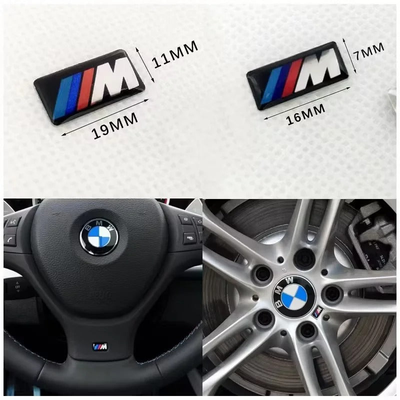 Car Craft Compatible With Bmw 1 2 3 4 5 6 7 Series Z4 X1 X2 X3 X4 X5 X6 X7 Logo Badge Emblem M Sport Steering Alloy Wheel Rim Sticker 17x9.5mm